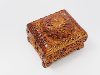 old beautiful wooden box on a white background