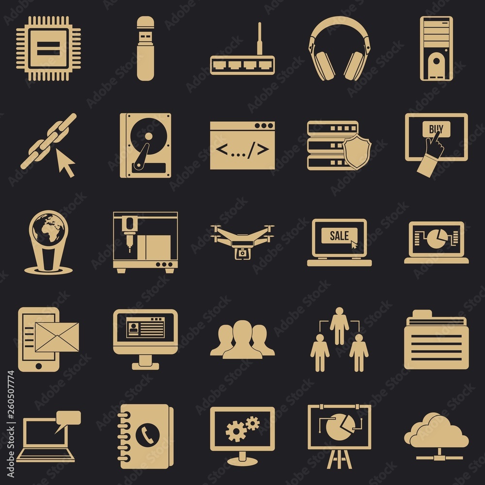 Poster wireless technologies icons set. simple set of 25 wireless technologies vector icons for web for any