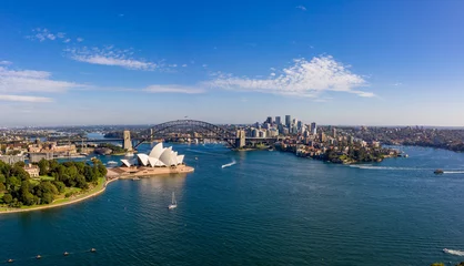 Zelfklevend Fotobehang Panoramisch uitzicht op de prachtige haven in Sydney, Australië © Michael Evans