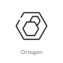 outline octagon vector icon. isolated black simple line element illustration from geometry concept. editable vector stroke octagon icon on white background