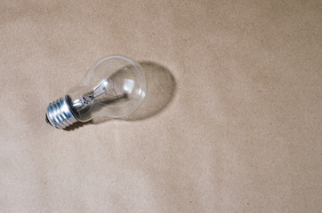 light bulb on brown background