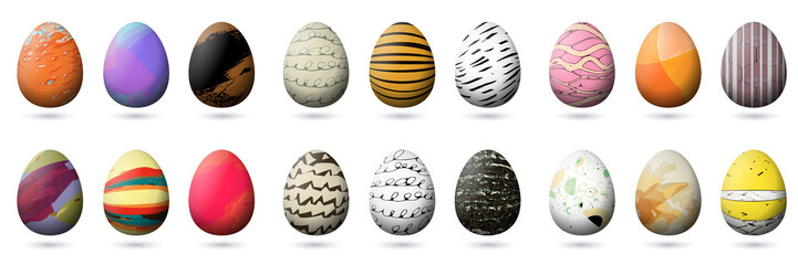 Easter egg set with hipster design texture 