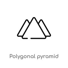 outline polygonal pyramid of triangles vector icon. isolated black simple line element illustration from geometry concept. editable vector stroke polygonal pyramid of triangles icon on white