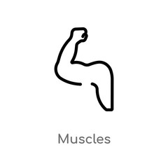 Obraz premium outline muscles vector icon. isolated black simple line element illustration from gym and fitness concept. editable vector stroke muscles icon on white background