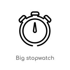 outline big stopwatch vector icon. isolated black simple line element illustration from gym and fitness concept. editable vector stroke big stopwatch icon on white background