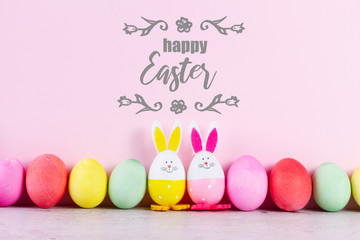 Easter scene with colored eggs