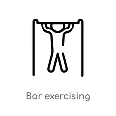 outline bar exercising vector icon. isolated black simple line element illustration from gym and fitness concept. editable vector stroke bar exercising icon on white background