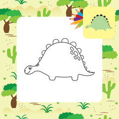 Cute cartoon dino coloring page
