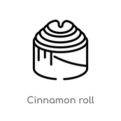 outline cinnamon roll vector icon. isolated black simple line element illustration from hotel and restaurant concept. editable vector stroke cinnamon roll icon on white background