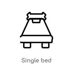 outline single bed vector icon. isolated black simple line element illustration from hotel and restaurant concept. editable vector stroke single bed icon on white background