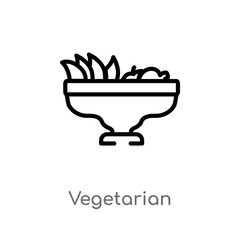 outline vegetarian vector icon. isolated black simple line element illustration from hotel and restaurant concept. editable vector stroke vegetarian icon on white background