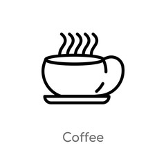 outline coffee vector icon. isolated black simple line element illustration from hotel concept. editable vector stroke coffee icon on white background