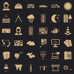 Woman operator icons set. Simple style of 36 woman operator vector icons for web for any design