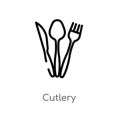 outline cutlery vector icon. isolated black simple line element illustration from hotel concept. editable vector stroke cutlery icon on white background