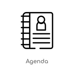 outline agenda vector icon. isolated black simple line element illustration from hotel concept. editable vector stroke agenda icon on white background
