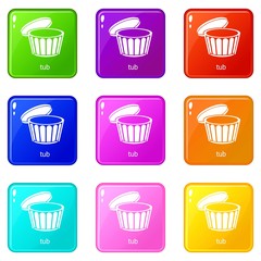 Tub icons set 9 color collection isolated on white for any design