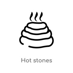 outline hot stones vector icon. isolated black simple line element illustration from accommodation concept. editable vector stroke hot stones icon on white background