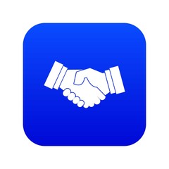 Handshake icon digital blue for any design isolated on white vector illustration