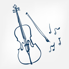 cello sketch vector illustration isolated design element © CharlieNati