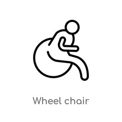 outline wheel chair vector icon. isolated black simple line element illustration from humans concept. editable vector stroke wheel chair icon on white background