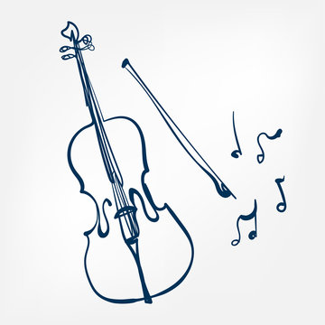cello sketch vector illustration isolated design element