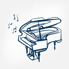 piano sketch vector illustration isolated design element © CharlieNati