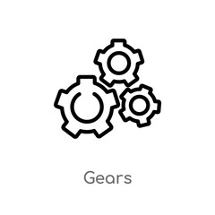 outline gears vector icon. isolated black simple line element illustration from industry concept. editable vector stroke gears icon on white background