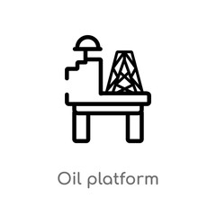 outline oil platform vector icon. isolated black simple line element illustration from industry concept. editable vector stroke oil platform icon on white background