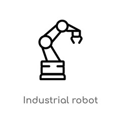 outline industrial robot vector icon. isolated black simple line element illustration from industry concept. editable vector stroke industrial robot icon on white background