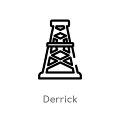 outline derrick vector icon. isolated black simple line element illustration from industry concept. editable vector stroke derrick icon on white background
