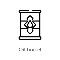 outline oil barrel vector icon. isolated black simple line element illustration from industry concept. editable vector stroke oil barrel icon on white background