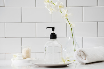 luxury bathroom interior - soap and towel