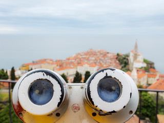telescope at viewpoint in Piran slovenia