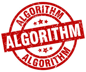 algorithm round red grunge stamp