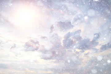 snow sky clouds background abstract / beautiful landscape in the clouds, abstract snowflakes