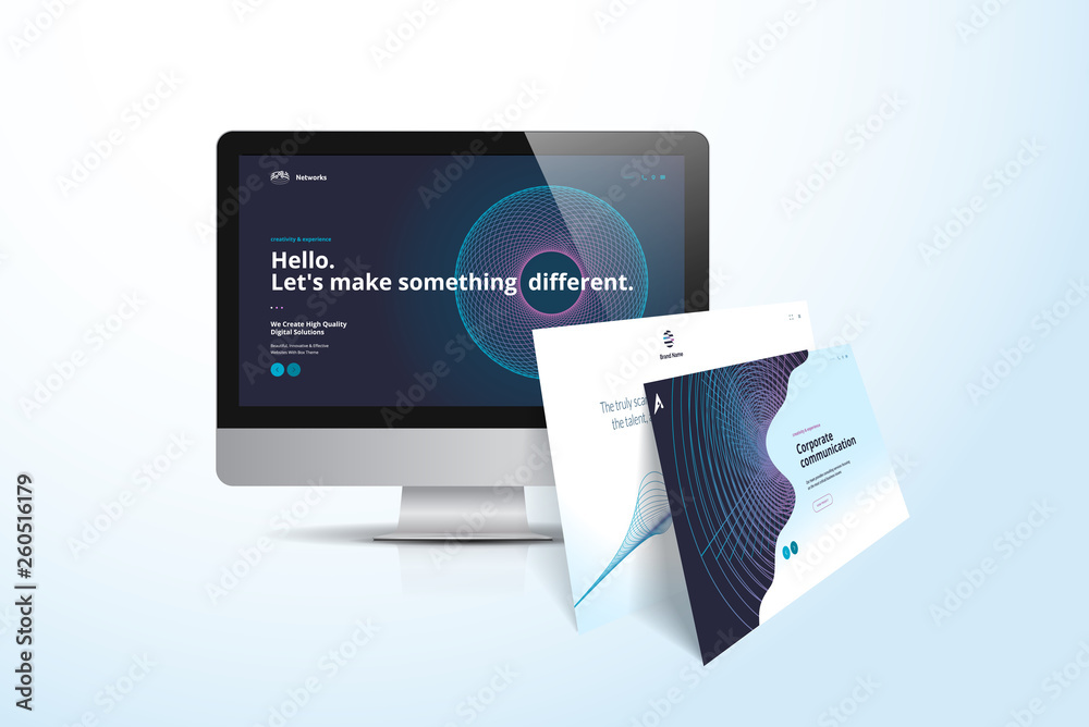 Wall mural web design template. vector illustration concept of website design and development, app development,