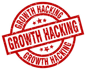 growth hacking round red grunge stamp