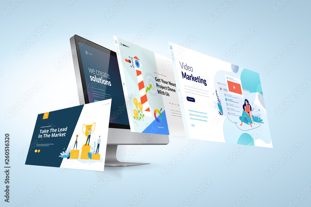Sticker web design template. vector illustration concept of website design and development, app development,