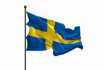Waving flag of Sweden. 3D rendering