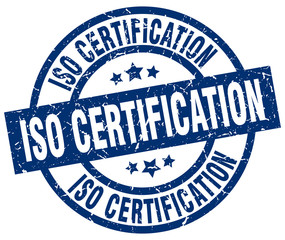 iso certification blue round grunge stamp