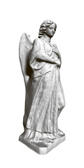 Angel sculpture with wings. Polygonal model of the statue of an angel. 3D. Vector illustration