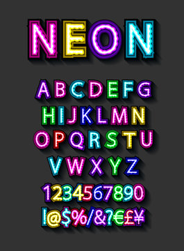 Neon light alphabet