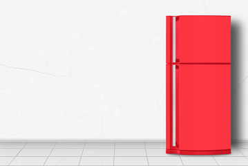 Home appliance -  Red refrigerator in front of white wall