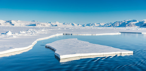 Icy seascapes of Arctic Ocean.