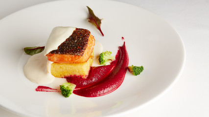 Restaurant dish with fish