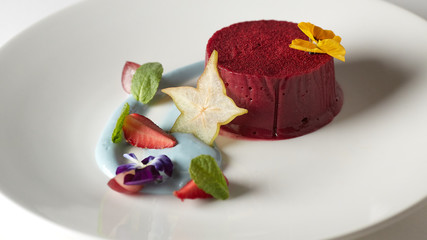 Restaurant dessert dish with ice cream