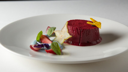 Restaurant dessert dish with ice cream