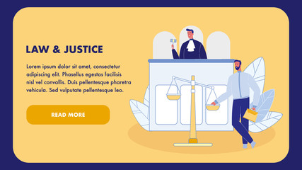 Law and Justice Flat Vector Landing Page Template