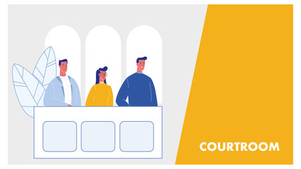 Courtroom Vector Web Banner Layout with Text Space