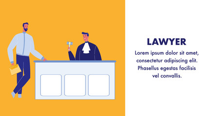 Lawyer Flat Vector Web Banner with Text Space